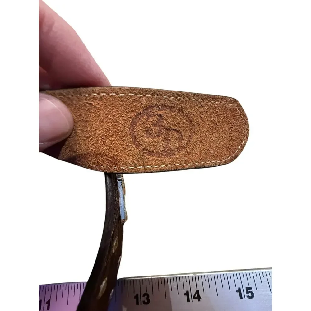 3D Youth Size 26 Western Tooled Leather & Calfhair Belt with Decorative Trim